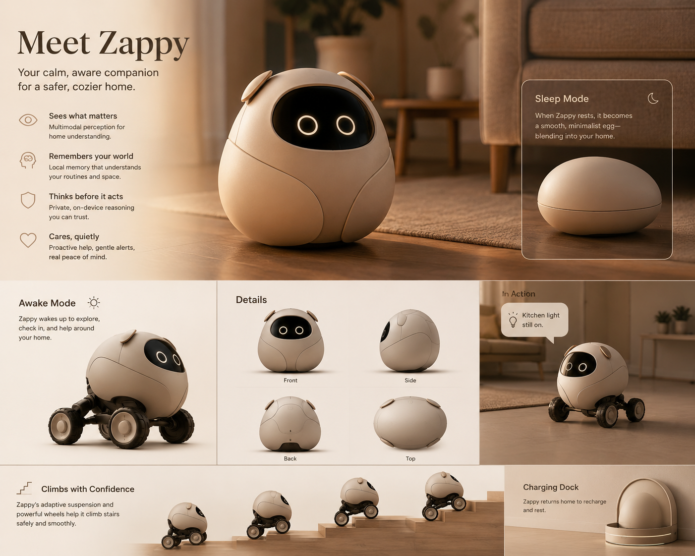 Concept rendering of Zappy home robot